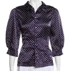 Comme des Garçons blouse - blue polka dot- M/L